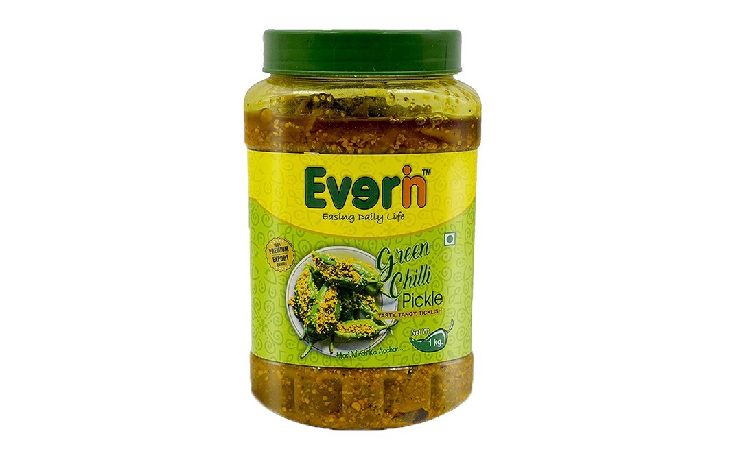 Everin Green Chilli Pickle    Plastic Jar  1 kilogram